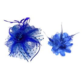 1 Blue Women Hair Accessory, 1 Corsage Wedding Headpiece, Blue Wedding Hat, Mesh Women Hairpin, Flower Women Hair Accessories, Blue Ladies Headband