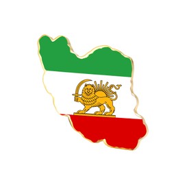 Dreamtimes Iran Lion and Sun Brooch Pin for Women Men Iran Map Brooch Pin Iranian Memorial Medal Pins Stainless Steel Persian Vintage Iran Jewelry (Gold)