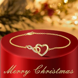 GEMLANTO 925 Sterling Silver Bracelet Women's Heart Infinity Chain/Bracelet for Women Girls Ladies Jewellery Zirconia Mother Daughter Chain Birthday Gifts for Her, Metal, Cubic Zirconia