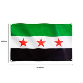 Runesol Syria Army Flag, 91x152cm, 3ftx5ft, Syrian Army Flag, Free Syria Banner, Syrian Revolution Flag, 4 Grommets, Eyelets In Every Corner, Inside, Outside, Vivid Colours, Martyrs' Day