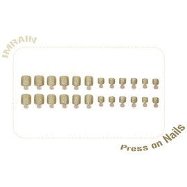 IMRAIN Press on Toe Nails Short Square Fake Toe Nails Golden Glitter Full Cover Glossy Acrylic False Toenails Summer Shiny Stick on Toenails for Women Girls 24Pcs