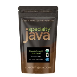 Organic Smooth Jazz Decaf: 12 oz Ground Coffee Fresh Roasted Personally for You on Order & Shipped Direct, Dark French Roast, Swiss Water Process Decaf, Fair Trade Arabica Coffee, Read About Below