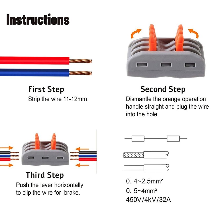 Koverflame Quick Lever Wire Connectors: Compact Electrical Splicing Kit, 0.4-2.5