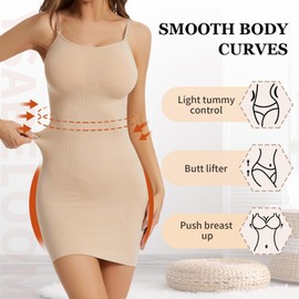 Ysabeloom Women's Shapewear Slip Dress for Under Dresses Seamless Tummy Control Full Slip Body Shaper