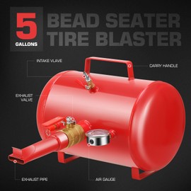 DNA MOTORING 5 Gallons Bead Seater Tire Blaster Air Tire Inflator Pump Blaster Seating Tire Inflator Car Truck Tractor ATV Tank Heavy Duty Seating Tool with Pressure Gauge,TOOLS-00663