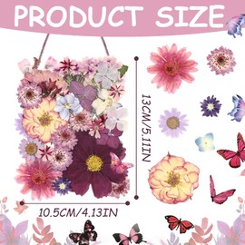 Eshow Total 90Pcs Natural Pressed Dried Flowers and Butterflies Stickers, Dry Flowers for Resin Accessories with Tweezer, Dried Flower for Scrapbooking DIY Art Crafts, Epoxy Resin Jewelry Molds