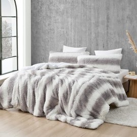 Byourbed Striped Chunky Bunny Bare - Coma Inducer® Oversized Queen Comforter - Gray and White