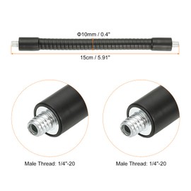 PATIKIL 6" Gooseneck 2pcs 1/4"-20 Female to Female Threaded Metal Universal Hose Flex Arm Gothneck Tube Extension Holder Action Camera Phone Microphone Black