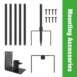 ERYTLLY Bird House Pole Mount Kit 96 Inch - Adjustable Hummingbird Bird Feeder Post Support Rod Universal Stand Set with 5 Prongs for Outdoor, Yard, Garden Decor, Black