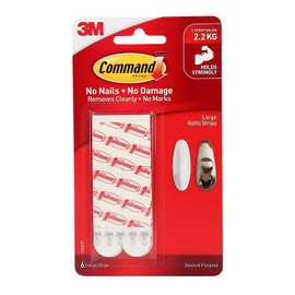 Command Refill Strips, Large, White, 6-Strips (17023P-ES) (4-Pack)