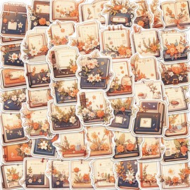 Bric Dodo Pack of 50 The Flower of Books Stickers Car Laptop Phone Guitar Skateboard Motorcycle Bicycle Flower Stickers Set Vinyl Waterproof Aesthetic Stickers for Teenagers Children Adults