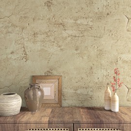 Wallderful Tan Cracked Concrete Wallpaper Peel and Stick Vintage Aged Textured Cement Wallpaper Beige Limewash Industrial Stone Contact Paper for Countertops Cabinet Bedroom Accent Wall 15.75"x118"