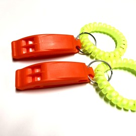 2LL4HM Pea-Less High-pitched Dual-Tube Emergency Whistle - Outdoor Adventure/Disaster Self-Rescue Tool, Portable, Universal Safety Equipment Whistle (Orange, 2 Packs)