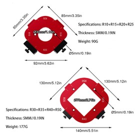 2 Pieces Router Jig Radius Stencil, 4 in 1 Radius Quick Device for Woodworking, for Woodworking R10 R15 R20 R25 R30 R35 R40 R50 Radius Routing Templates - Woodworking DIY Projects