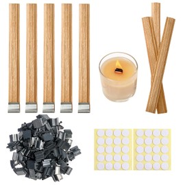 30 Sets Double-Layered Wooden Candle Wicks and Stands 5.1 X 0.5 Inch Natural Candle Wood Wicks Wooden Wicks Wood Wicks for Candles Making,Wooden Candle Wick with Base and Stickers