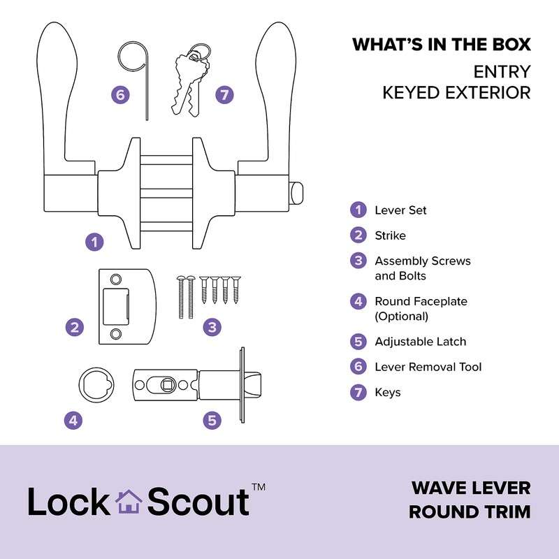 Lock Scout Wave Lever with Round Trim Keyed Entry Door