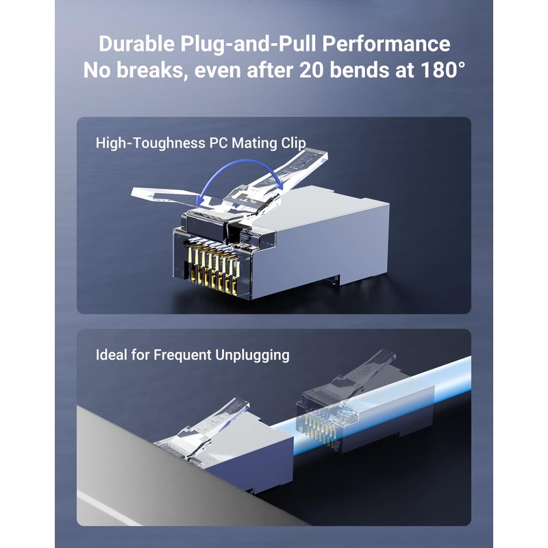 VCE 25-Pack Cat6 Shielded RJ45 Pass Through Connectors with RJ45
