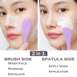 RamPula Silicone Facial Mask Applicator Face Masks Skincare Brush Facial Scrubber Double-Head Lotion Spatula Scoop for Makeup,Foundation,Cream,Lotion,Moisturizer,Gel,Peel,Mud Masks (Purple+Gray)