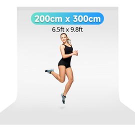 JEBUTU Photo Background White, 2 x 3 m (6.5 x 9.8 ft) Photo Background, Large Foldable Photography Background, White, Washable Polyester for Photo Video Studio, TV, Zoom, YouTube, Fashion Photography