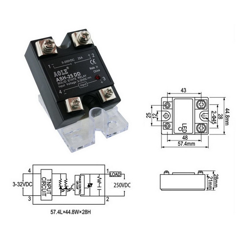 WerFamily SSR Solid State Relay SSR-25DD DC-DC 3-32V DC /