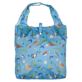 ECO CHIC Lightweight Foldable Reusable Shopping Bag Water Resistant Tote Bag (RSPB Birds Blue)