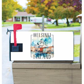 Helsinki Finland Watercolor Helsinki Cathedral Design Souvenir Magnetic Mailbox Cover
