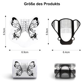 APOMOONS 200 Stück Nagel Schablonen Nagelverlängerung Modellier-Schablone Schwarz Butterfly und Nagelform Guide Selbstklebend Nagelschablonen Nagel für Fingernagel Modellage/DIY Maniküre für Gel-Näge