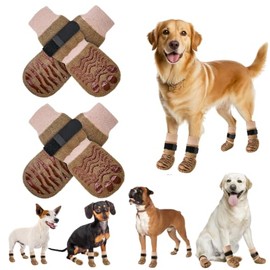 HomeChi Calcetines para Perros 2 Pares, Terciopelo Coral Antideslizante Pata del Perro Calcetines con Correas Ajustables, Calcetine para Pavimentos Ca