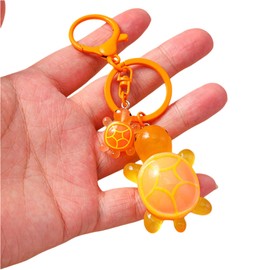Cute Turtle Keychain Colorful Mini Resin 2 Sea Turtle Bag Purse Charms Classroom Students Prize for Boys Girls (Orange)