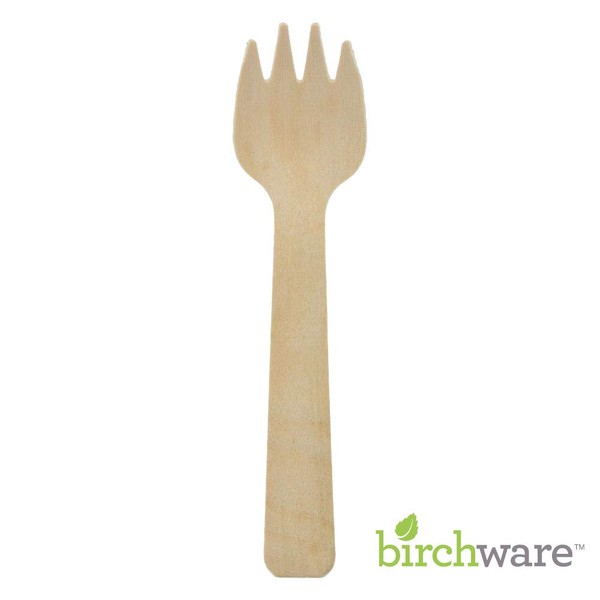 Birchware Mini Sporks 4" - Compostable Wooden Sporks, Biodegradable Party Supplies for Any Graduation, Luau, Fiesta, Tea Party, and More, Craft Supplies for Kids and Adults - (100 Sporks)