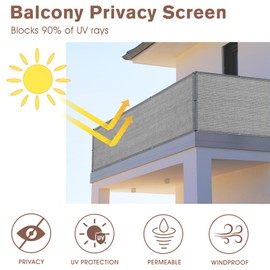 SUNNY GUARD 2.5/2.6/3/3.3/4/5/6/8 Balcony Privacy Screen Fence, Apartments Railing, Heavy Duty Wind Block Screen for Outdoor,Porch,Patio,Deck Privacy,3'x10' Brown-Grey（We Make Custom Sizes）