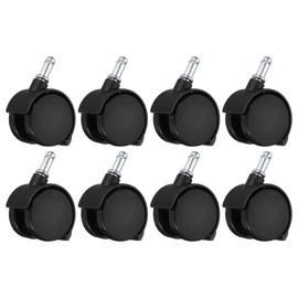 M METERXITY 8 Pack Swivel Casters - 360 Degree Threaded Stem Caster Wear-Resistant Cart Trolley Wheels with Brake, Apply to Furniture Workbench Chair (1.5 Inch, Black)
