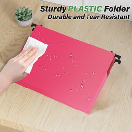 Ansook Extra Capacity Plastic Hanging File Folders,1" Expanding Accordian Pocket,Heavy Duty for Filing Cabinet, Hard and Durable Hang Folders,Insertable Tabs,Letter Size,Assorted Colors- 12 Pack