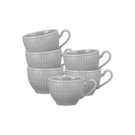 Seltmann Weiden Amina Silbergrau Espressotassen 6er Set, 100 ml, Mokkatassen mit dezentem Relief-Muster, Spülmaschinen- und Mikrowellenfest, Porzellan, Grau