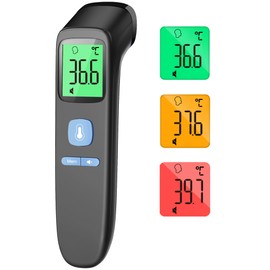 Forehead Thermometer for Adults, No-Touch Infrared Digital Thermometer for Kids, Non Contact Baby Thermometer, Accurate Reading with Large Display, Fever Alarm, Mute Mode, Memory Recall