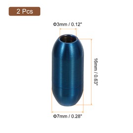 Sourcing Map Leather Cord End Clasp, 2Pcs 3mm Hole Stainless Steel Blue Barrel Clasps for DIY Crafts