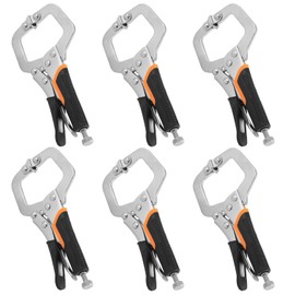 6 Pack 6 Inch C Clamp Locking Pliers,Locking C Clamp With Non-Slip Rubber Grip, Adjustable Nickel Plated C Pliers for Wood Working, Welding, Electrician Maintenance and More, by GENHAKON