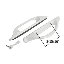 G.A.S Hardware Amesbury Truth Sliding Door Handle Set Replacement | Allure Sliding Glass Patio Door with 3-15/16" Screw Holes - White (DH-372)