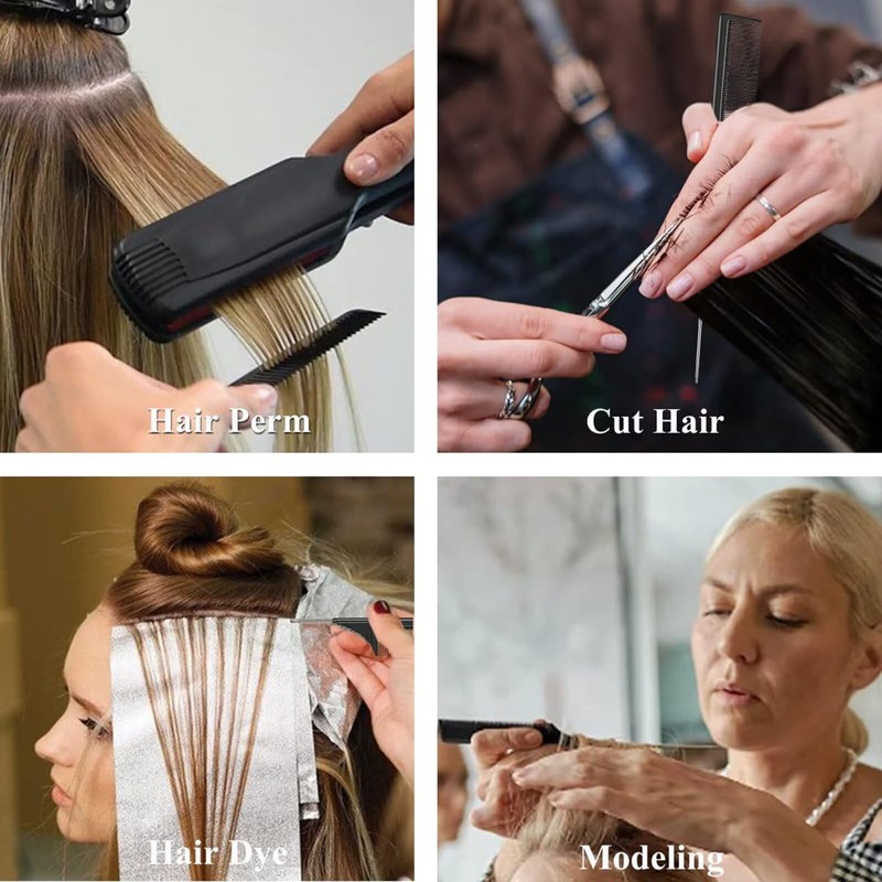 1 Pc Black Rat Tail Hair Comb Carbon Heat Resistant