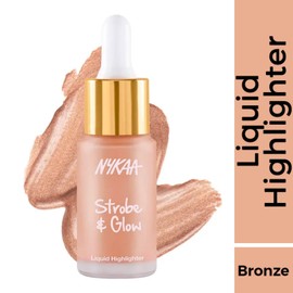 Nykaa Cosmetics Strobe and Glow Liquid Highlighter, Glazed Bronze, 0.67 oz - Highly Pigmented Glow Drops - Makeup Enriched with Gilded Pearls