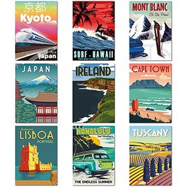 Olivia Samuel 9 x Vintage Travel Posters from A4 Size on thick 350gsm card. Set 3 ** UNFRAMED **