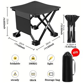 AIMALL Portable Folding Camping Chair with Side Pocket, Waterproof Oxford Cloth, and Lightweight Design for Outdoor Adventures, Fishing, and Gardening