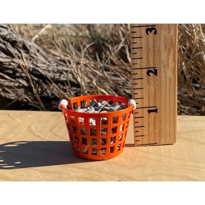 Blackway Boat Models MINIATURE OYSTER BASKET, ORANGE, PLASTIC, WITH OYSTERS,