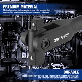 WORKPRO 16-inch Dual Drive Breaker Bar, 3/8" & 1/2" Drive, Heavy Duty Breaker Bars with 360° Flex Head, Spring-loaded Detent Ball, CR-MO Head, Premium Chrome Vanadium Steel with Black Phosphate Finish