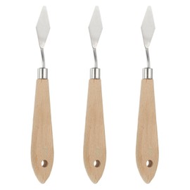 YOKIVE 3 Pcs Stainless Steel Palette Knife, No.3 Professional Art Spatula Oil Painting Accessories Color Mixing Scraper with Wood Handle, Great for Canvas Acrylic(Brown, 6.3-Inch)