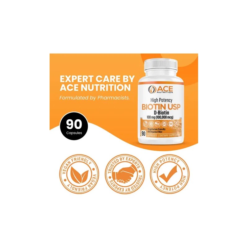Ace Nutrition Biotina Alta Potencia Cápsulas 100,000 Mcg