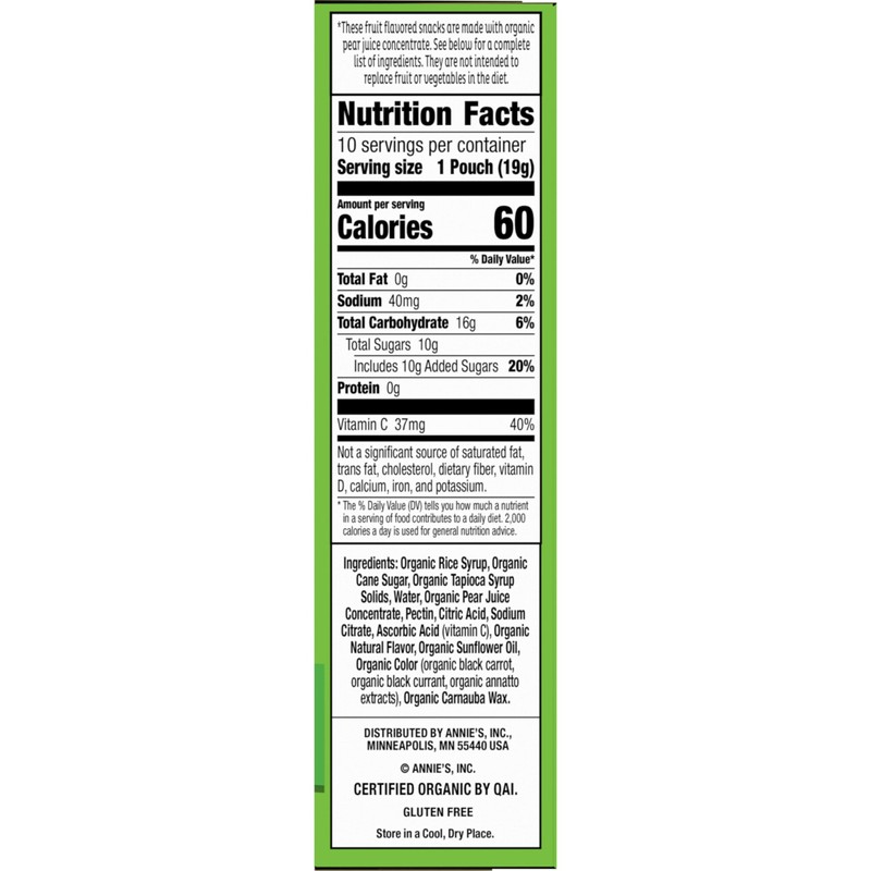Annie's Organic Bunny Fruit Flavored Snacks, Tropical Treat, Gluten Free,