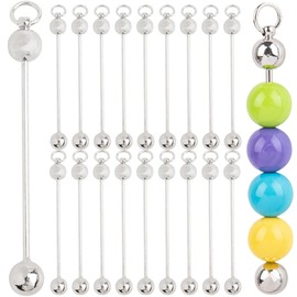 Framendino, 20 Pack Beadable Keychain Bars Key Chain Metal Bar Links for Jewelry Making Silver