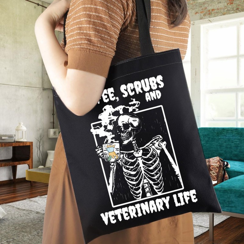 Vet Tech Gift Coffee Scrubs And Veterinary Life Spooky Canvas