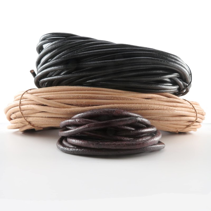 esnado Leather Cord Round 6 mm (5 Metres, Brown)
